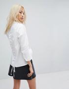 Noisy May Shirt With Lace Up Back Detail - White