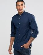 Pull & Bear Oxford Shirt In Navy Blue In Regular Fit - Navy Blue