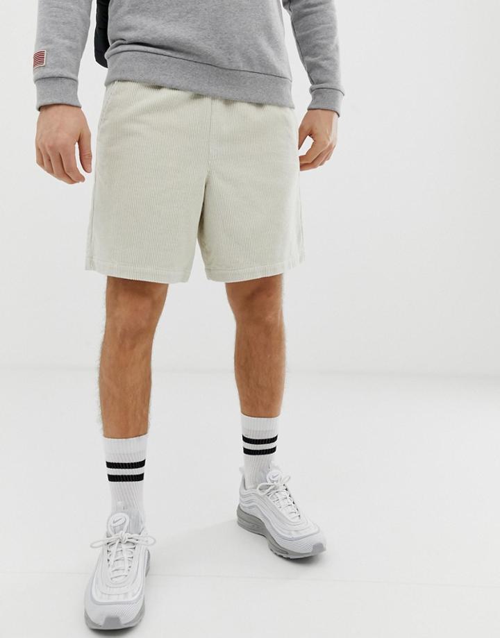 Asos Design Slim Shorts In Beige Cord