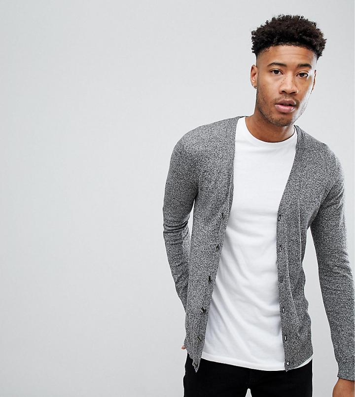 Asos Tall Cotton Cardigan In Gray Twist - Gray