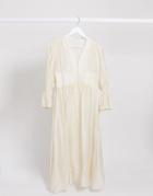 Ghospell Button Front Sheer Maxi Dress-white