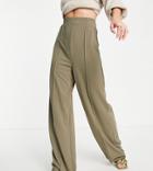Asos Design Tall Jersey Slouchy Wide Leg Pants In Moss-green
