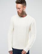 Edwin Cable Knit Sweater - White