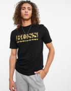 Boss Athleisure Tee 1 T-shirt With Large Logo In Black