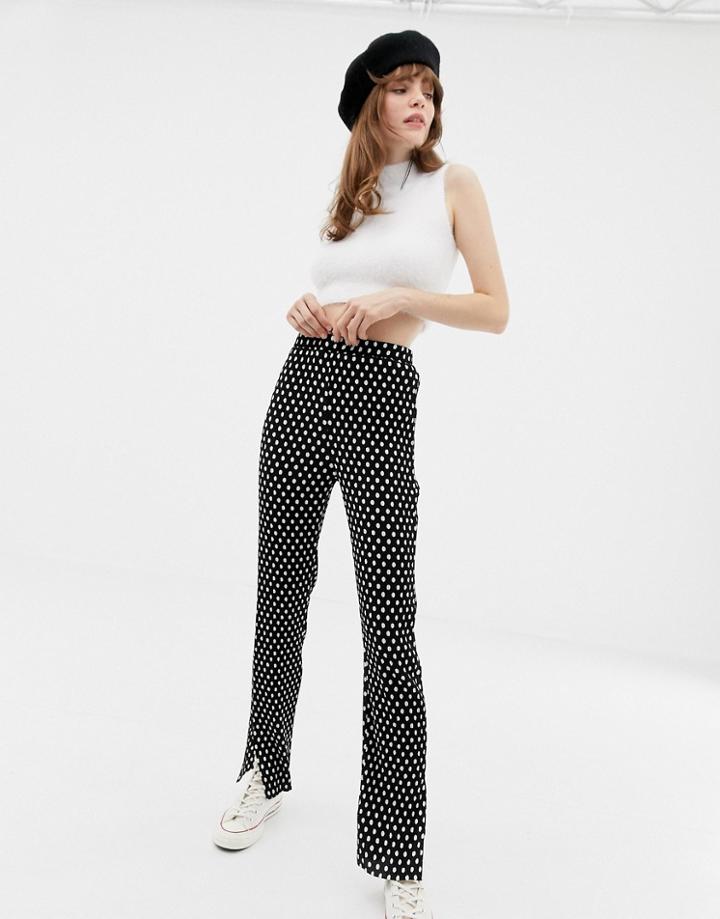 Glamorous Plisse Pants In Mini Spot-black