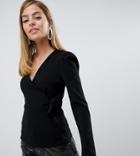 Vero Moda Petite Wrap Blouse-black