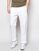 Asos Straight Pants In White Twill With Front Pockets - White