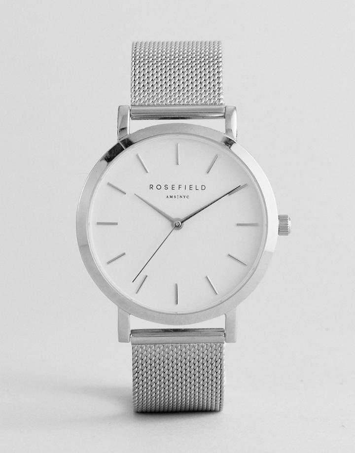 Rosefield Mercer Mesh Watch In Silver - Silver