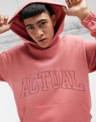 Asos Actual Set Oversized Hoodie In Faded Rose Wash With Embroidered Logo-pink