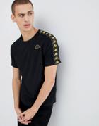 Kappa T-shirt With Logo Taping In Black & Gold - Black