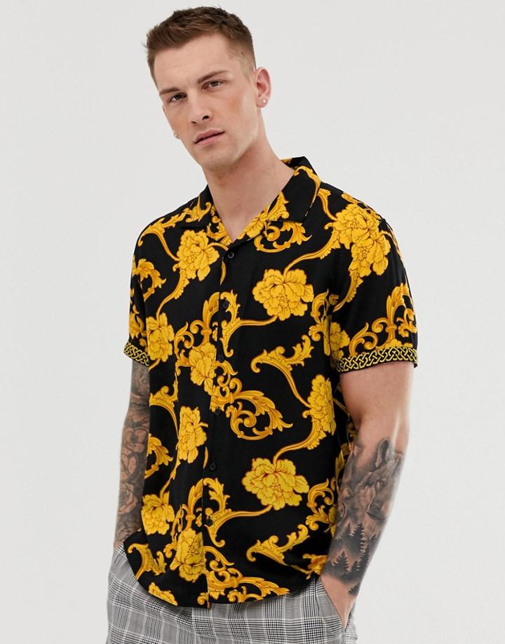 Brave Soul Baroque Shirt - Black