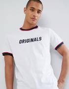 Jack & Jones Originals T-shirt With Contrast Ringer And Originals Slogan - White