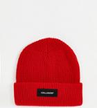 Collusion Unisex Beanie In Bright Red-blues