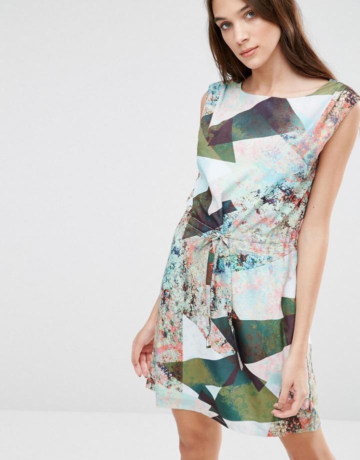 Lavand Soft Geo Print Shift Dress - Green