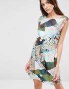 Lavand Soft Geo Print Shift Dress - Green