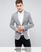 Asos Tall Super Skinny Blazer In Gray Jersey - Gray