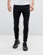 Bershka Super Skinny Jeans In Black Wash - Black