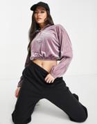 Reebok Velour Cropped Sweat In Lilac-purple