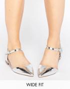 Asos Lilybet Wide Fit Two Part Ballet Flats - Silver