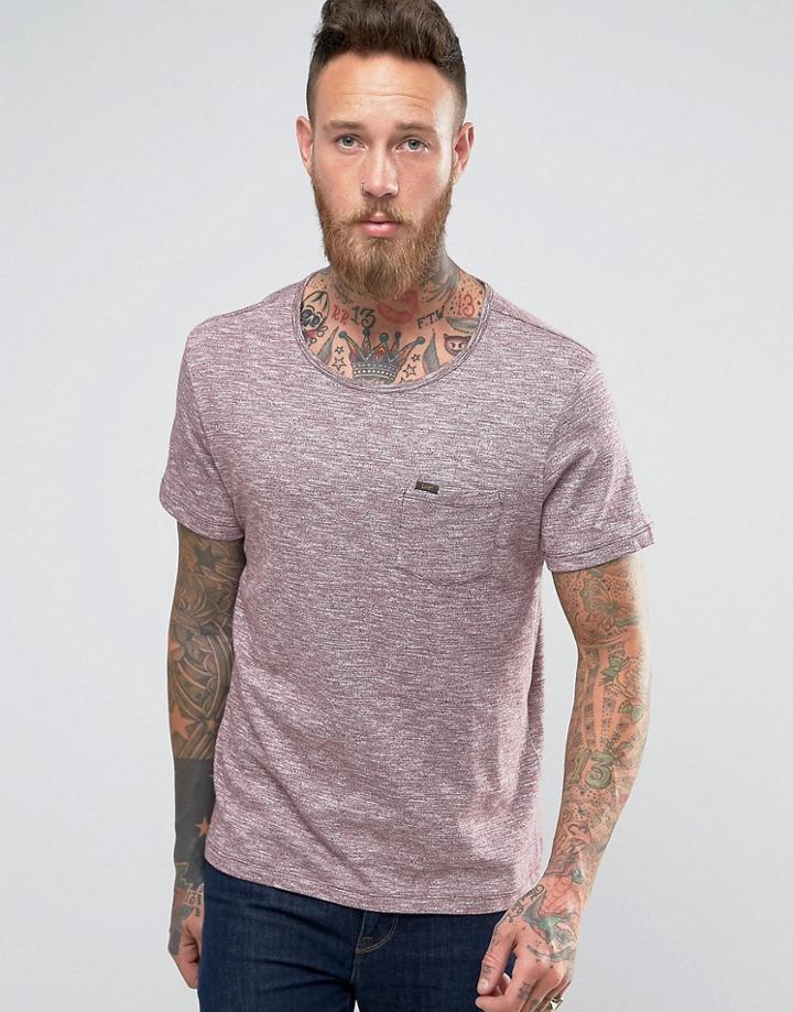 Lee Slub Pocket Melange T-shirt Maroon - Red