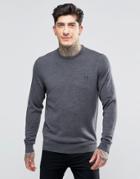 Fred Perry Merino Crew Neck Sweater In Gray - Gray