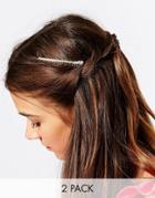 Kat & George Two Pack Hair Comb With Chain And Skull - Silver