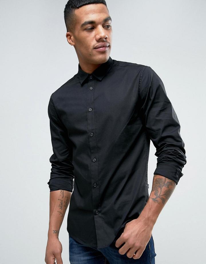 Solid Shirt Black Shirt In Regular Fit - Black