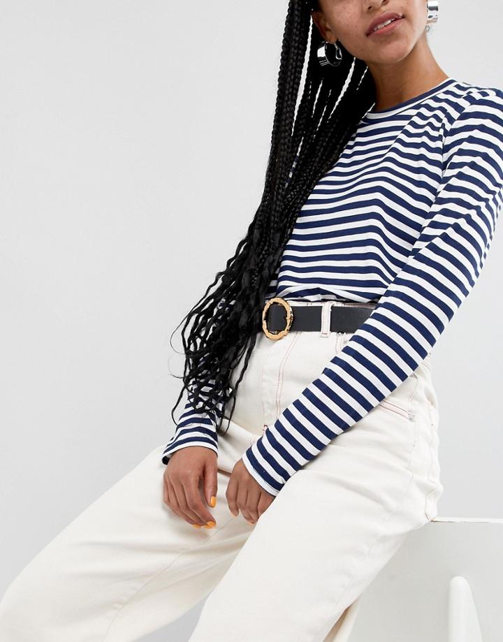 Asos Design Hammered Gold Circle Waist & Hip Jeans Belt - Black