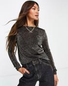 Whistles Chunky Sparkle Knit Sweater In Black-navy