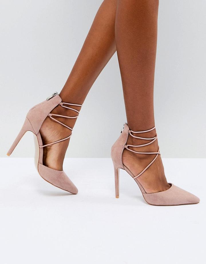 Public Desire Volt Tie Up Heeled Shoes - Beige