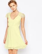 Elise Ryan Lace Mini Skater Dress - Lemon