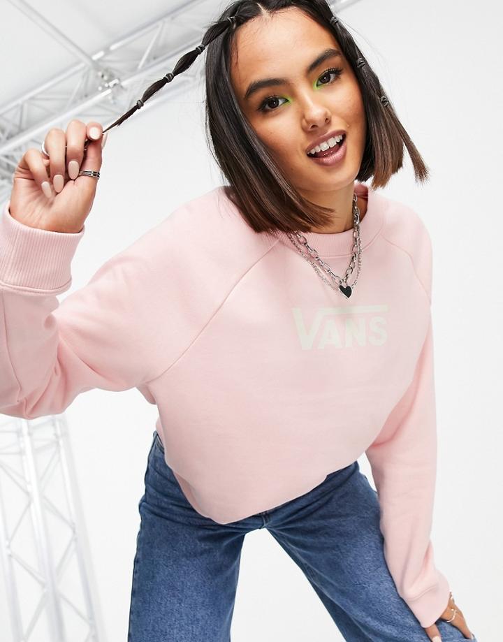 Vans Flying V Boxy Crew Neck Sweatshirt In Pink