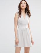 Wal G Dress With Plunge Neckline - Beige