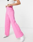 Asos Design Jersey Wide Leg Pant In Pink Heather