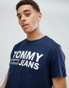 Tommy Jeans Essential Logo T-shirt In Black - Navy