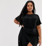 Koco & K Plus Slinky Tie Front Mini Dress In Black - Black