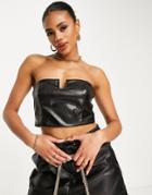 Trendyol Cropped Bandeau In Black Pu