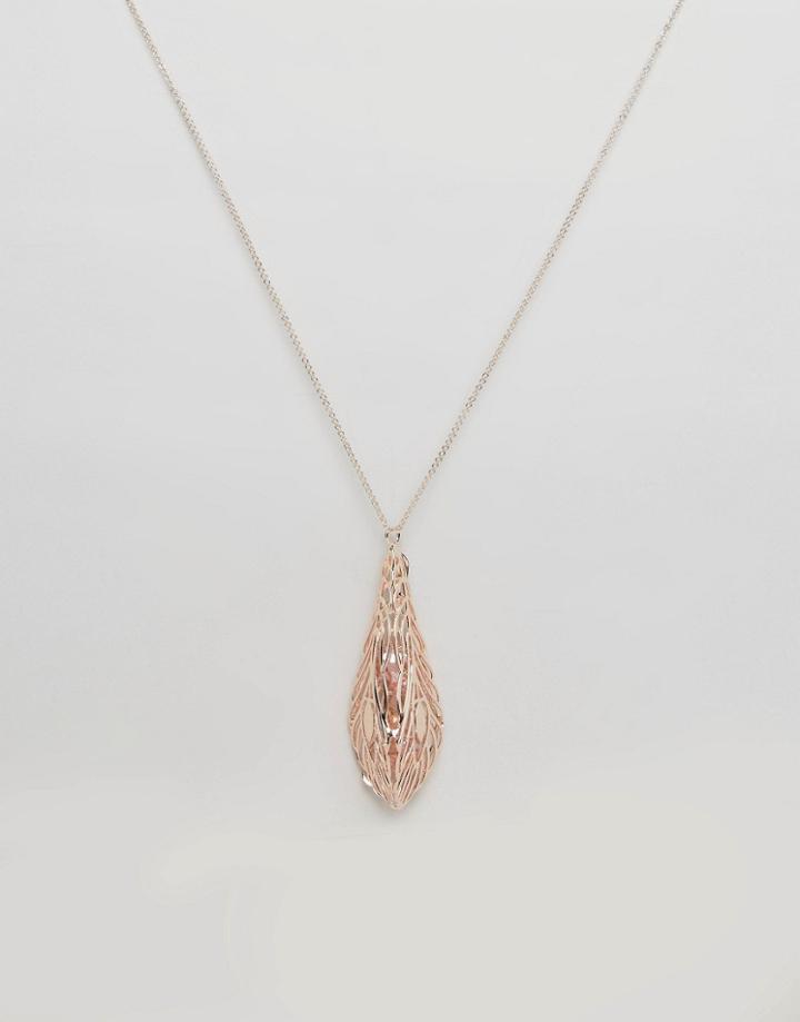 Ruby Rocks Pendant Drop Necklace - Gold