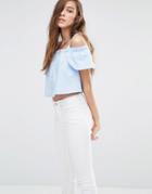 Pull & Bear Pull And Bear Off The Shoulder Top - Sky Blue