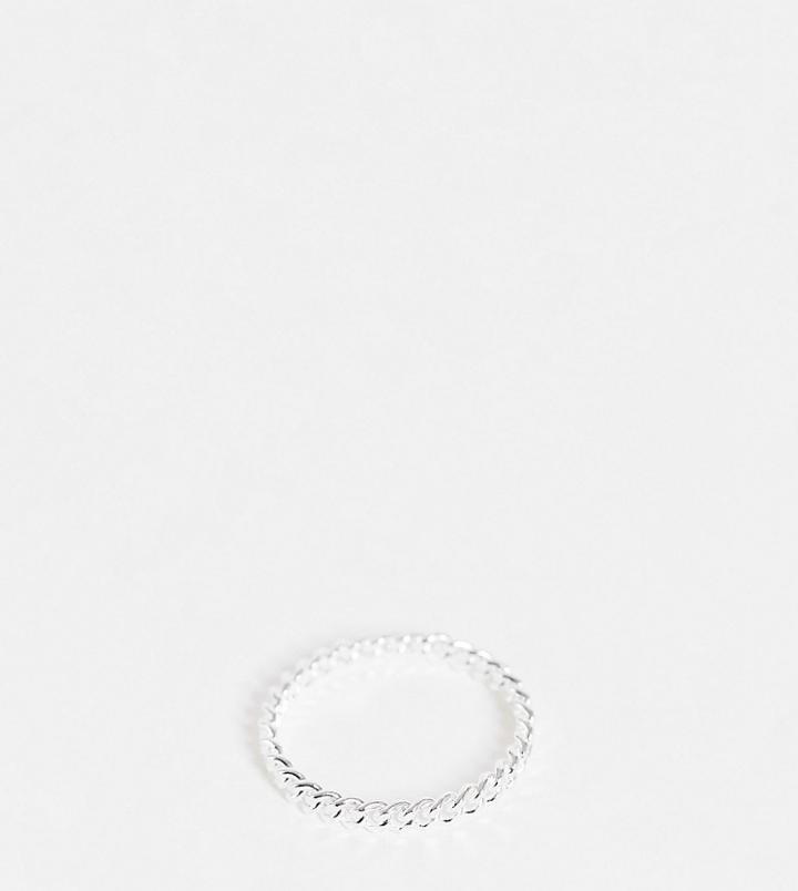 Asos Design Sterling Silver Ring In Fine Curb Chain Design