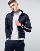 Brave Soul Vintage Zip Through Track Jacket - Navy
