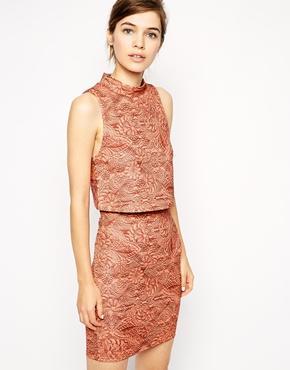 Asos Scuba Crop Top Quilted Print Dress - Print