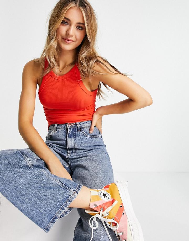 Monki Edda Organic Cotton Tank Top In Red