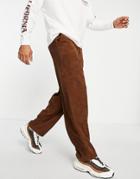 Asos Design Ultra Baggy Fit Pants In Irregular Cord-brown
