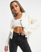 Na-kd Oversized Cropped Cardigan In Off-white