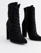 Asos Design Elicia Lace Up Heeled Boots - Black