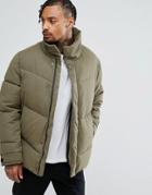 Asos Oversized Puffer Jacket In Khaki - Green
