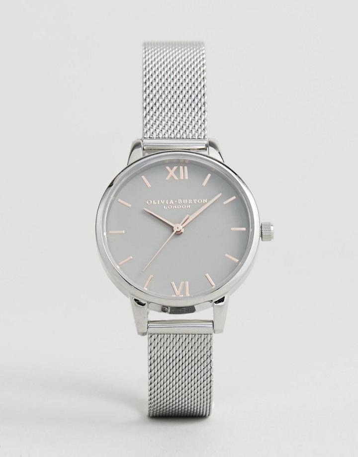 Olivia Burton Ob16md95 Gray Dial Mesh Bracelet In Silver - Silver