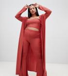 Fashionkilla Plus Maxi Jacket Two-piece In Tobacco - Brown