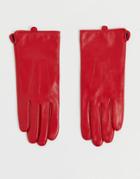Barney's Originals Real Leather Gloves With Touch Screen Compatibility In Red